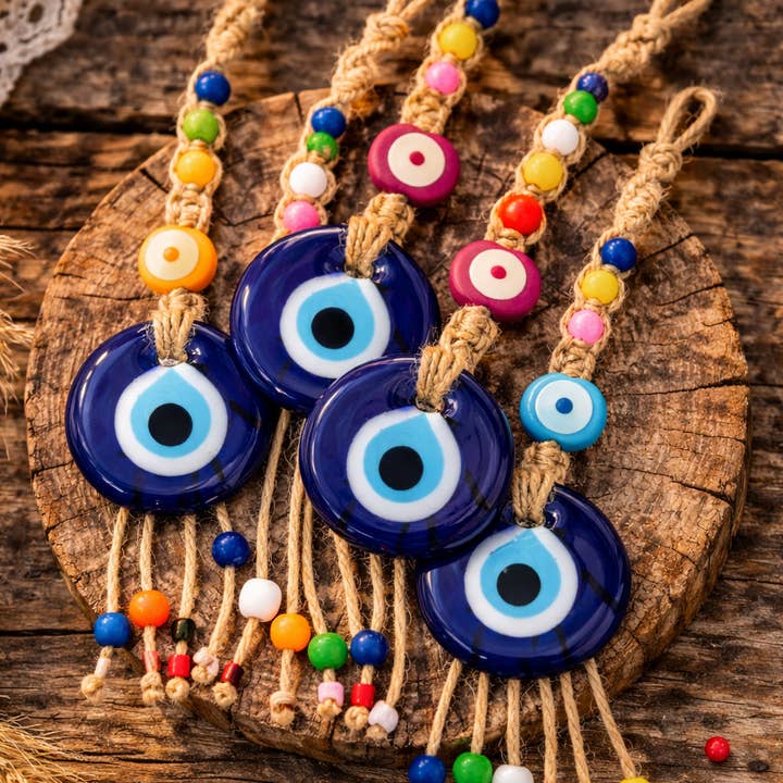 Colorful Evil Eye Hanging Charm – Handmade Wall decor for wholesale by Loli