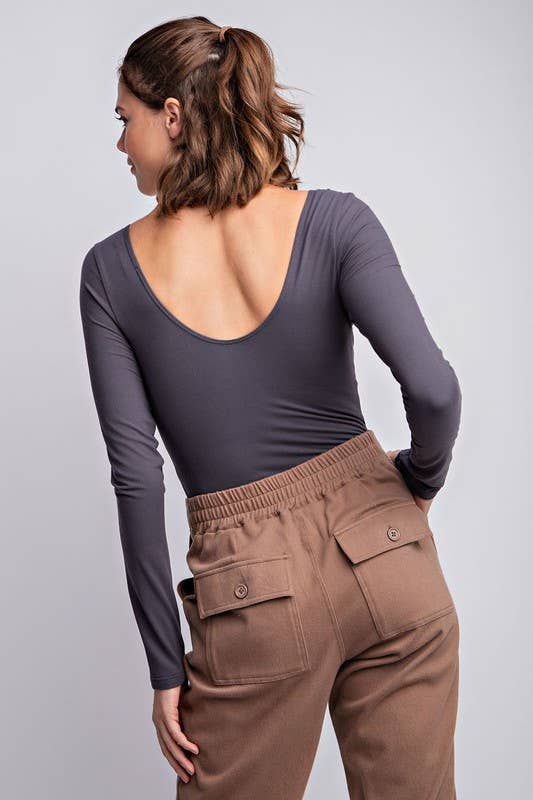 Sunday Morning - Wholesale Bodysuit - Women's - T759837 Long Sleeve Square Neckline Yoga BodySuit1