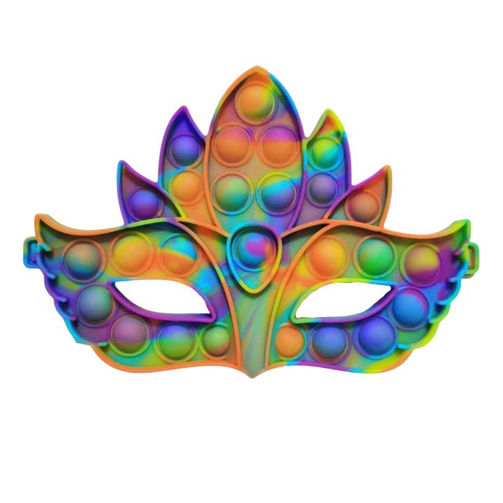 Purple, Green, Gold Mardi Gras Mask Fidget Popper for wholesale by Plush Appeal LLC