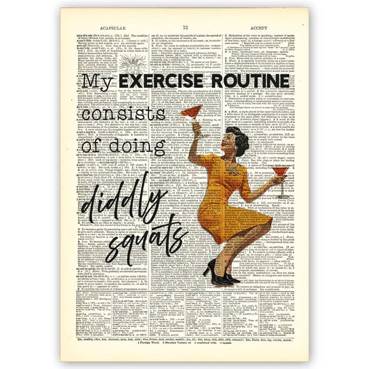 Art Print Dictionary Page | My Exercise Routine for wholesale by Vintage Dictionary Art