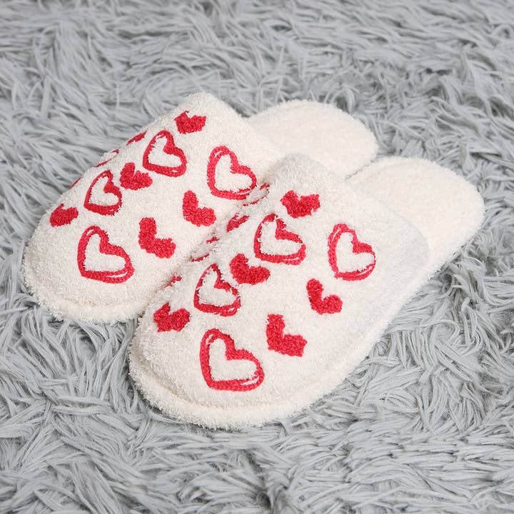 Sensibling Corp. – wholesale Tofflor - Dam – Candy Heart broderade mjuka inomhusgolvtofflor