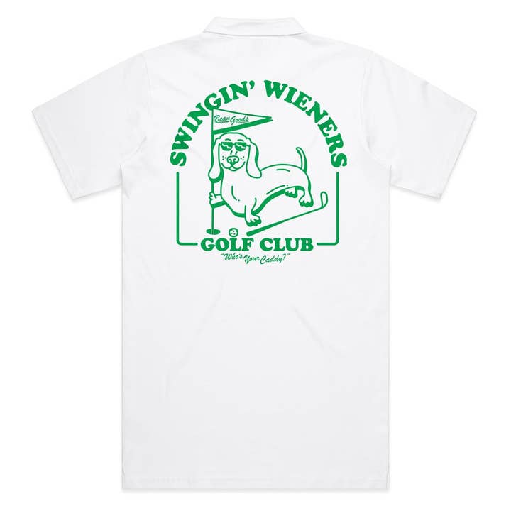 swingin' wieners golf club unisex polo for wholesale by bean goods