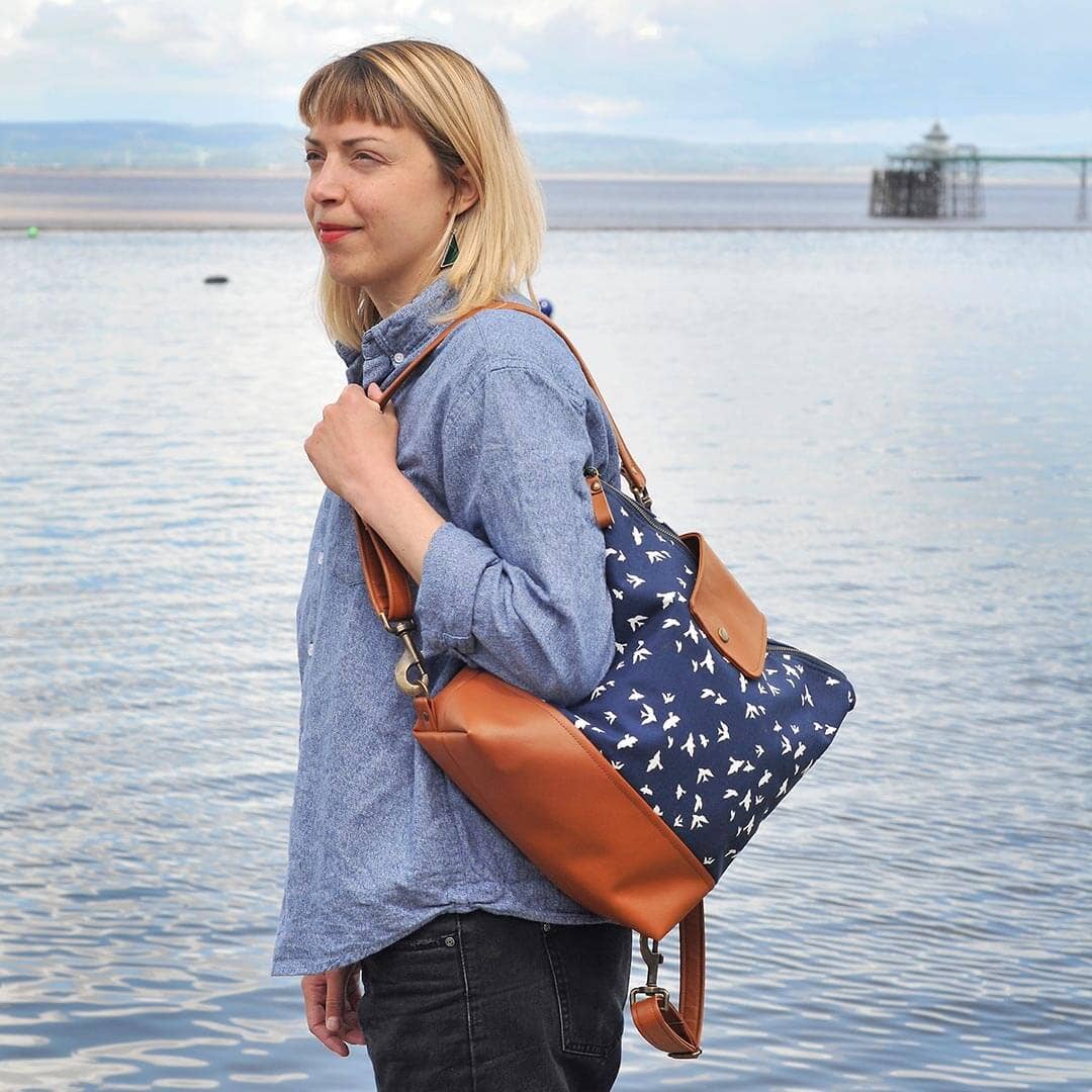 Lauren Holloway - Wholesale Backpack - Women's - Willow Convertible Backpack - Navy Bird9
