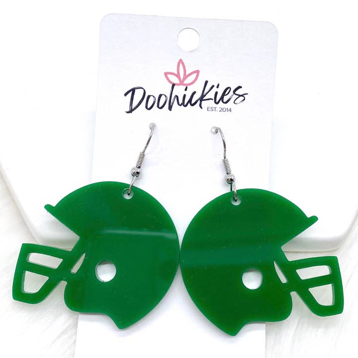Doohickies - Wholesale Dangle Earrings - 1.5" Custom Solid Acrylic Spirit Helmets -Sports Earrings