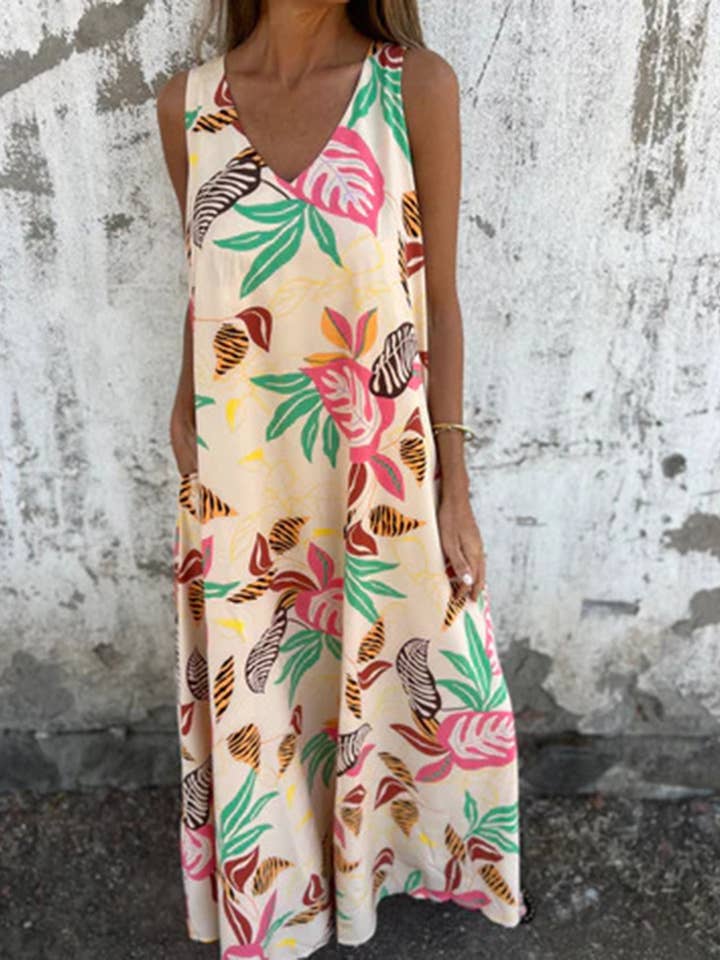 EmberLoom - Wholesale Dress - Women's - Tropical Print Sleeveless Maxi Dress3