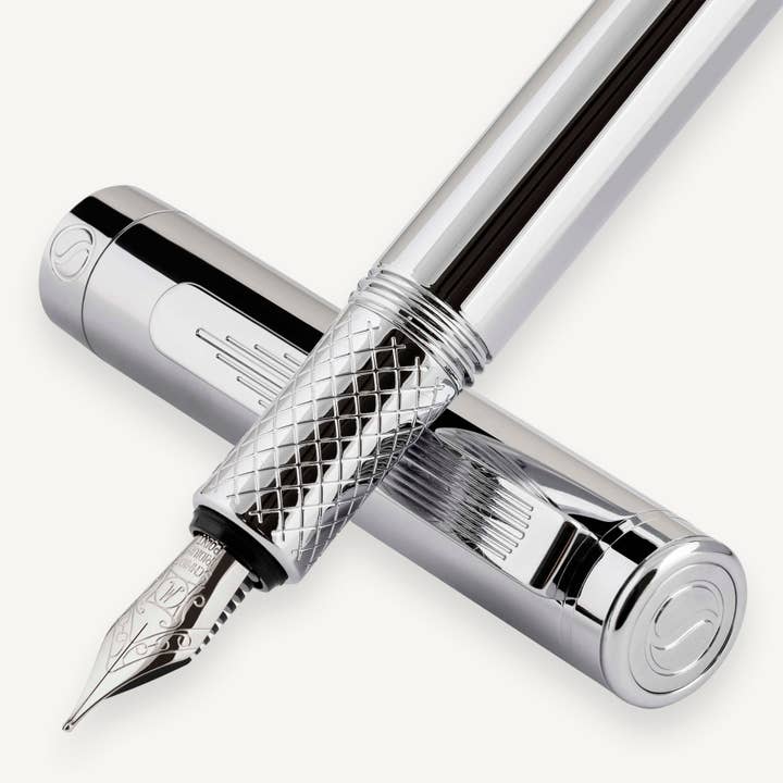 EDC Silver Chrome Fountain Pen - Medium Nib - Custom for wholesale by Scriveiner