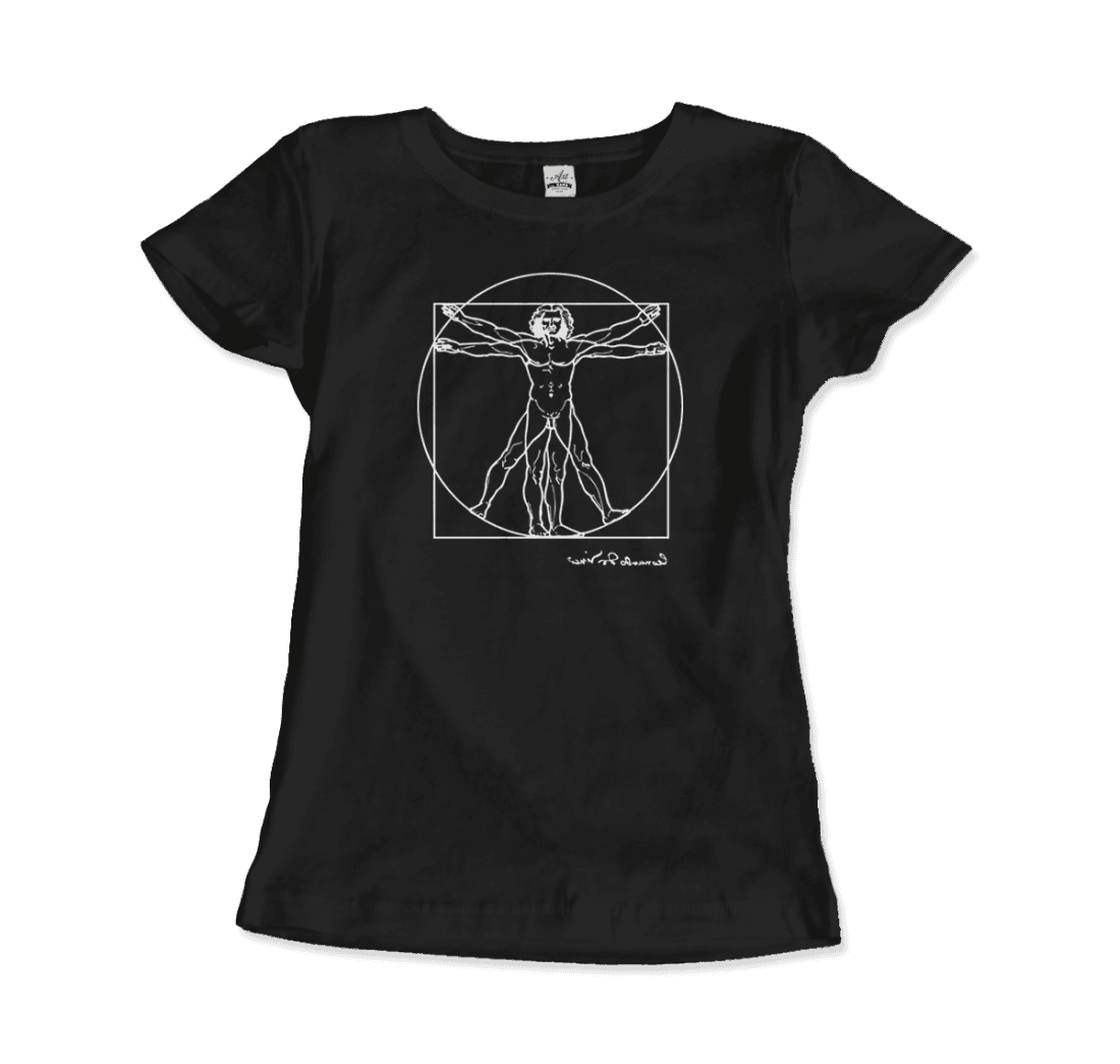 Art-O-Rama Shop - Wholesale Screen Printed T-Shirt - Unisex - Leonardo Da Vinci, Vitruvian Man Sketch T-Shirt6