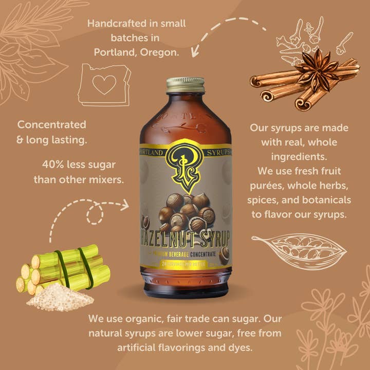Portland Syrups - Vente Mélange/sirop pour cocktails - Sirop de Noisette 3,4 oz - Sirop de Café3
