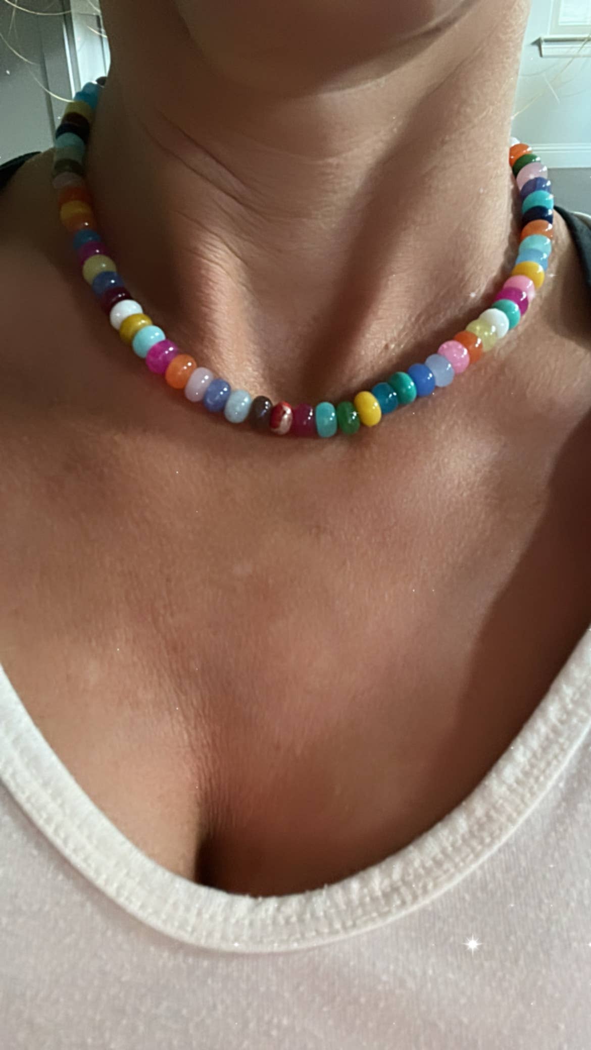 Sonya Renee Jewelry - Wholesale Beaded/Pearl Necklace - Lilly Gemstone Bead Necklace multi-color 8mm opals jade 105