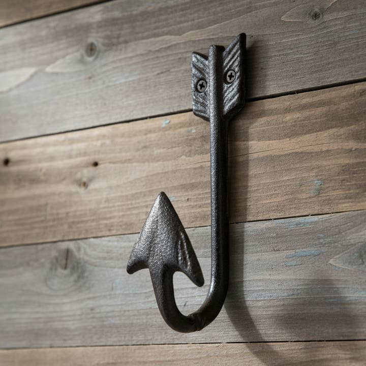 Frontier-Inspired Cast Iron Arrow Head Hook - Rustic Wall Organizer for wholesale by Iron & Blossom