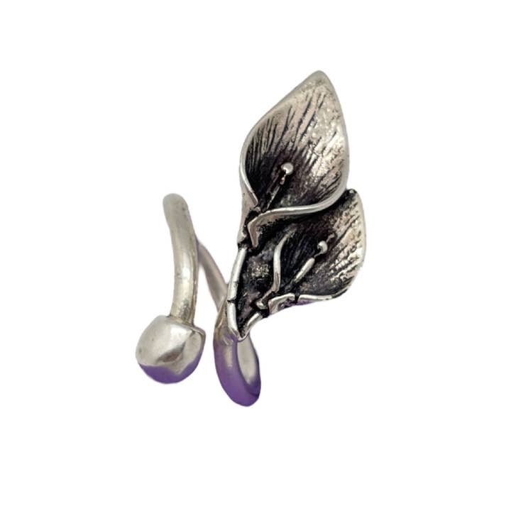 “Gloria Mago” adjustable plated flower and ball ring for wholesale by Gloria Mago