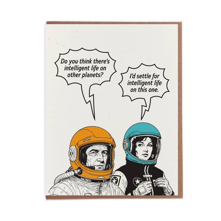 Astronauts Greeting Card for wholesale by Lady Pilot Letterpress