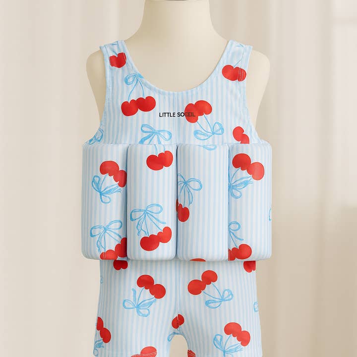 Blue Cherry - Short Sleeve Floatsuit - LITTLE SOLEIL for wholesale by Little Soleil