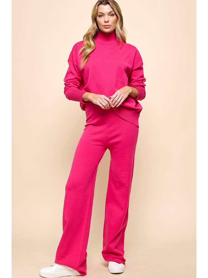 Cezele - Wholesale Lounge Set - Women's - Turtleneck Knitted Sweater and Flare Pants Set19