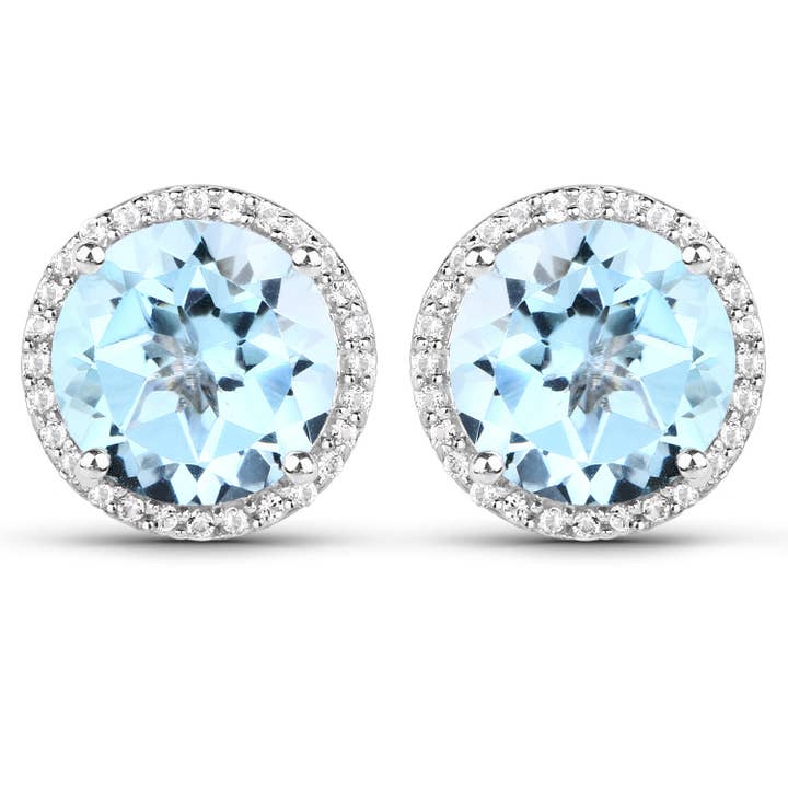 7,78 Karat Blautopas & Topas .925 Sterling Silber Ohrringe für den Großhandel von Quintessence Jewelry