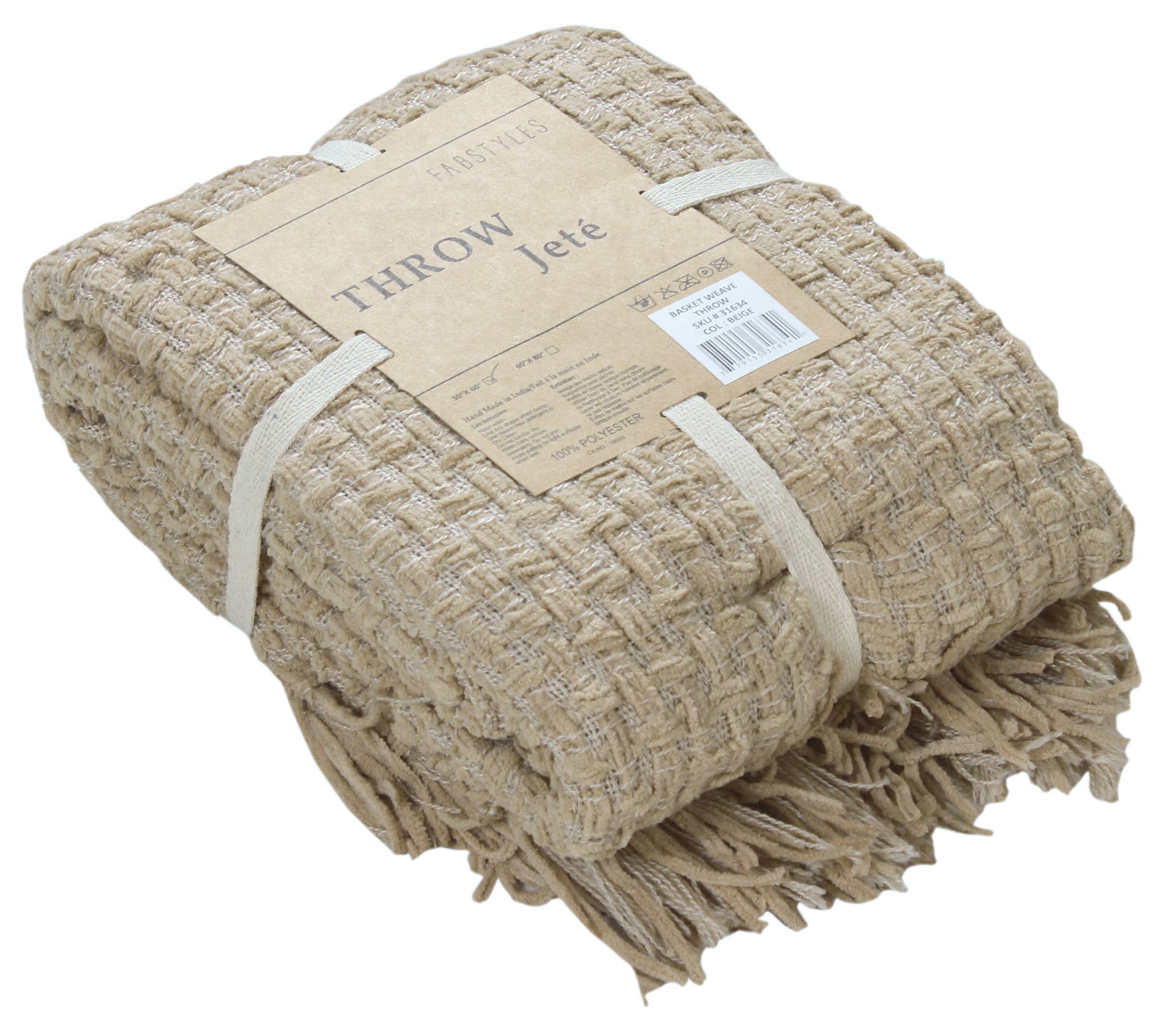 Fabstyles - Venta al por mayor Mantas de sofá - Manta Fabstyles tejida en chenilla con diseño de cesta, 127x152 cm (50x60 pulgadas)12