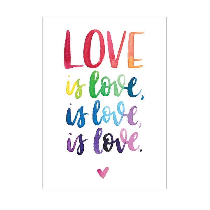 LGBTQIA+ Love is Love cartão de saudação por atacado de Katie Elizabeth Lettering