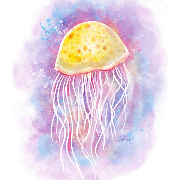 Watercolor Jellyfish Art Print for wholesale by Dawn of Designs