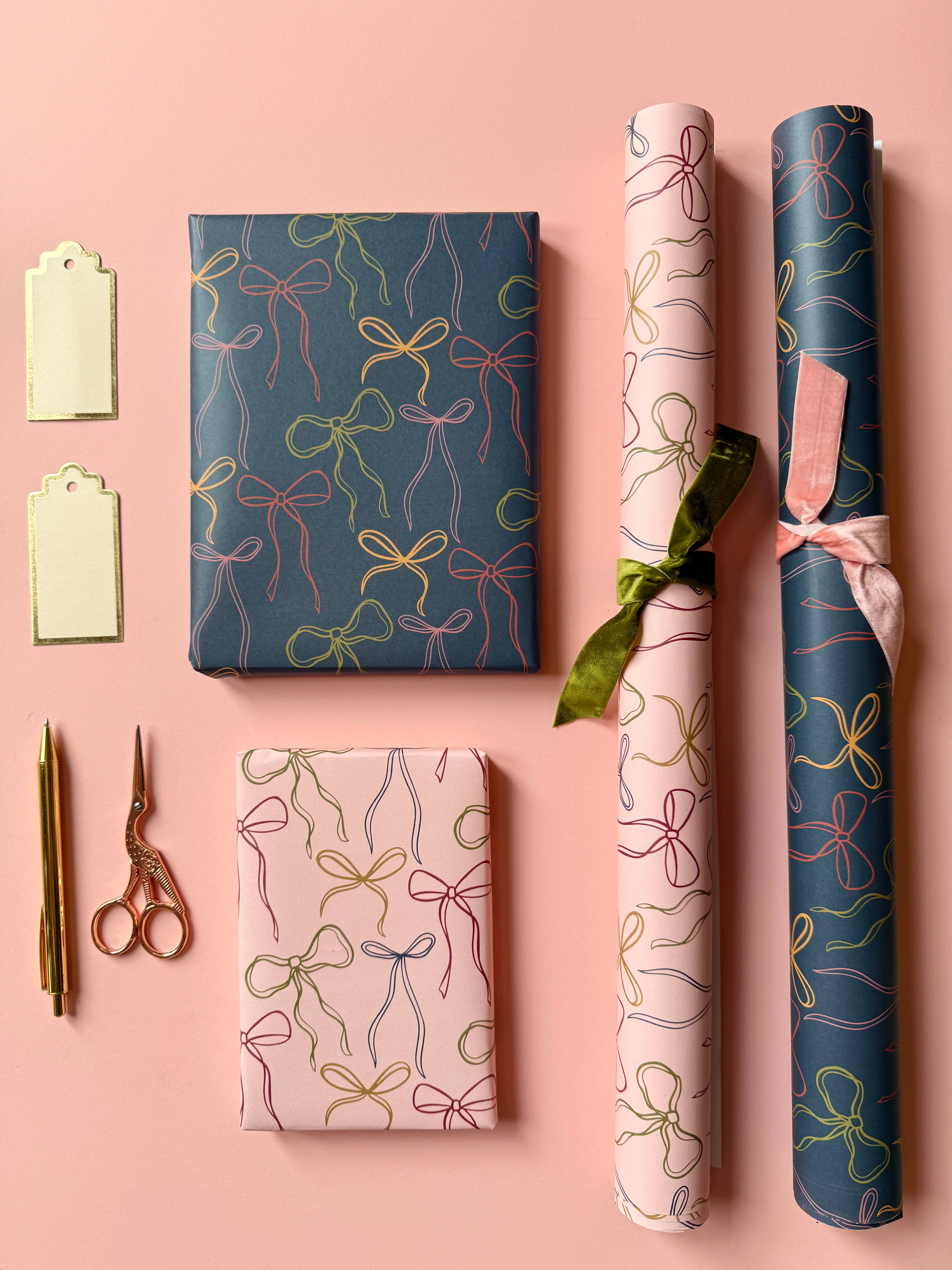 Heather Alstead Design Ltd – wholesale Flat wrap – Luxury Bow Pattern Wrapping Paper 0