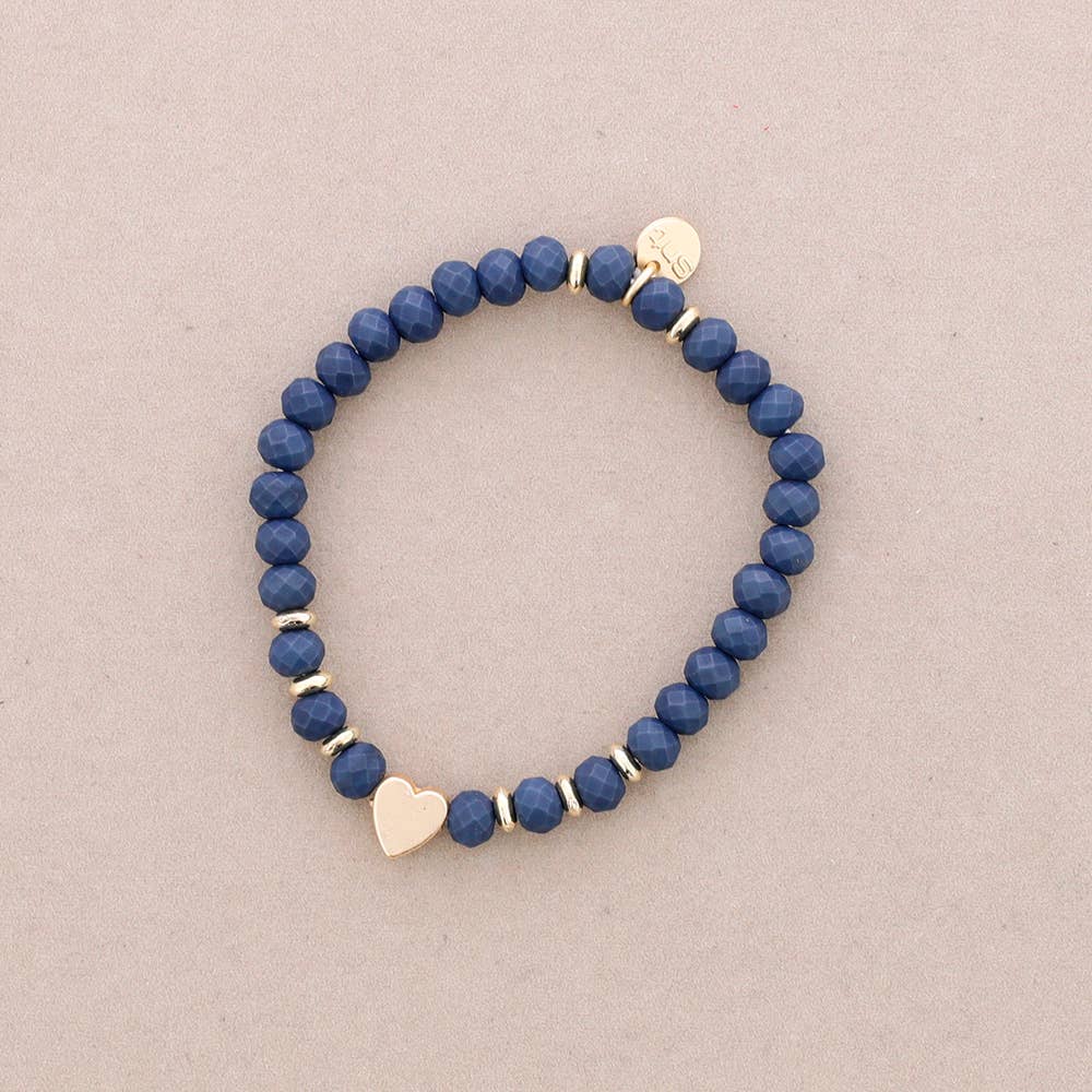 Sonata – Pulseira de missangas por atacado – Pulseira elástica com coração metálico e cristais facetados5