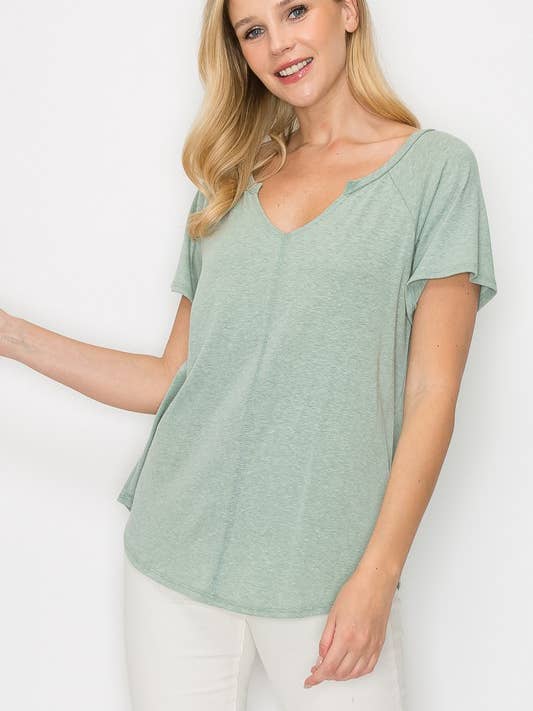 A.gain - Wholesale T-Shirt - Women's - 10884SS627 - SOLID V NECK TOP