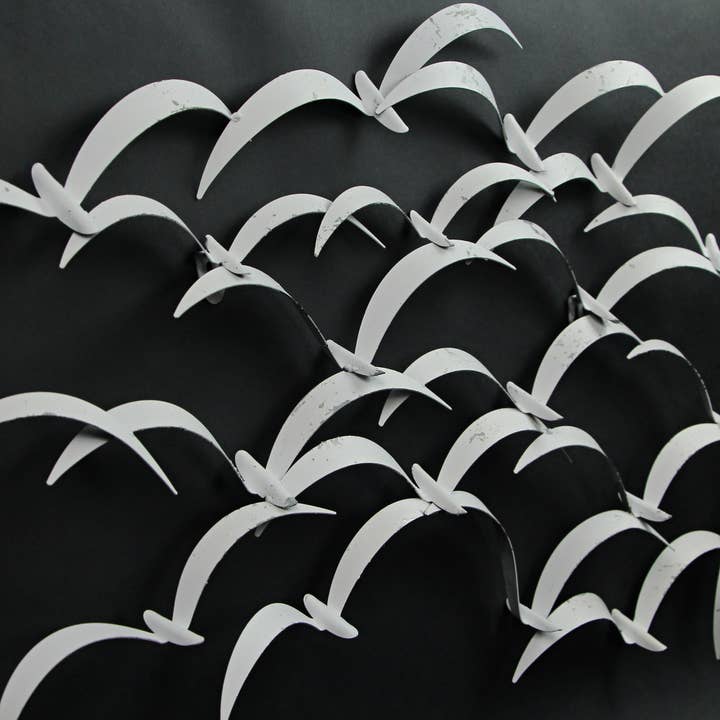 Zeckos - Wholesale Wall Accent - 32 Inch White Metal Flock Of Birds Wall Art Decor Sculpture4