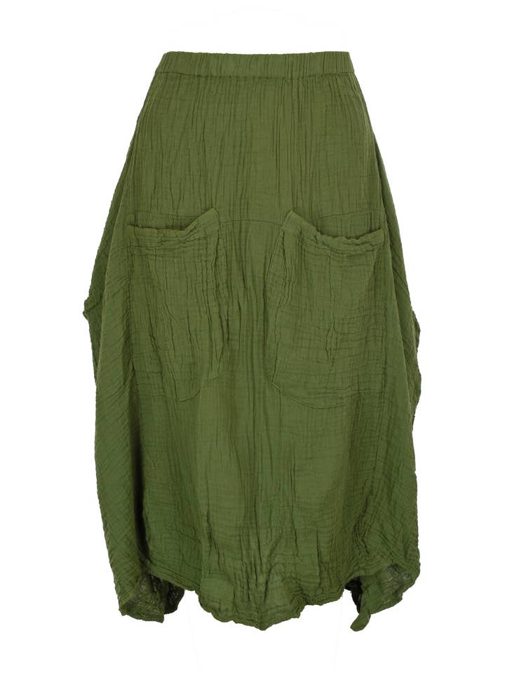 Nell Double Cotton Skirt with Pockets-99247 for wholesale by Nusantara Inc.