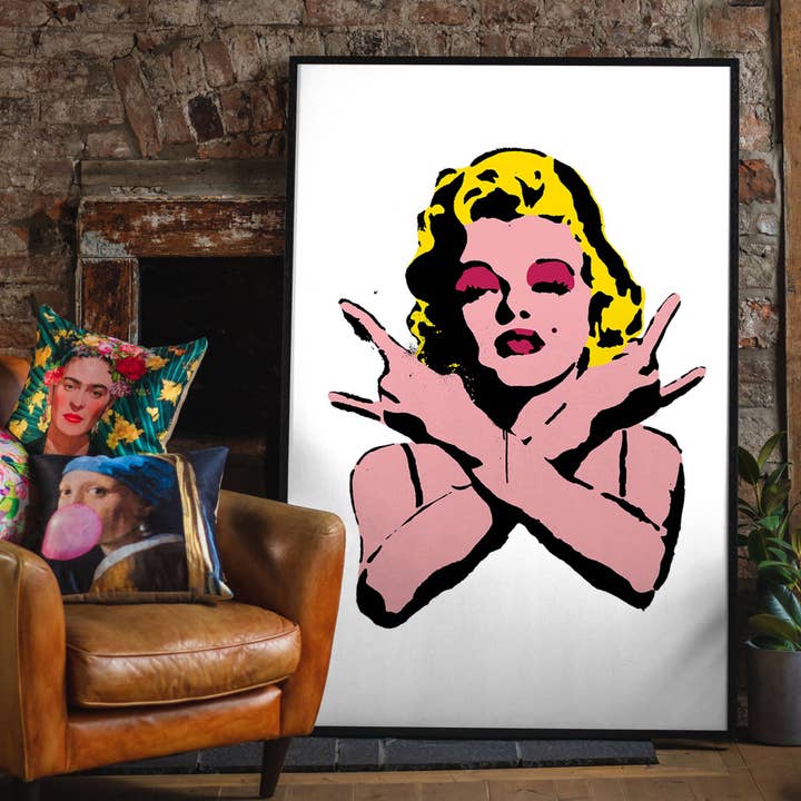 Ink & Drop - Wholesale Art Print - Marilyn Monroe Rock N Roll Stencil Art Graffiti White Print3