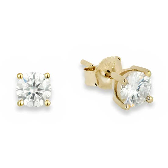 Clous d'oreilles à tige en or et diamants en moissanite pour la vente par Twistedpendant