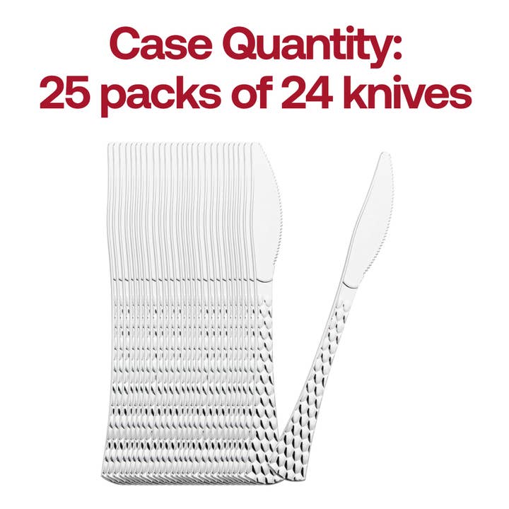 Smarty had a Party - Wholesale Disposable Tableware Pack - Shiny Silver Glamour Cutlery Plastic Knives - 24 pcs3