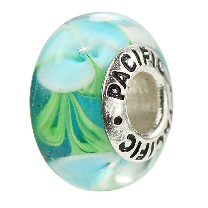 Perle en verre de Murano Argent - Jardin de fleurs pour la vente par West Coast Jewelry