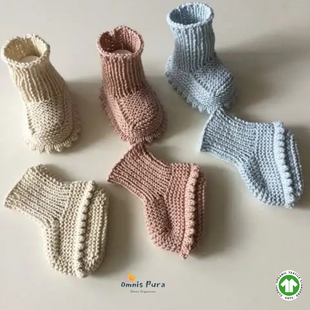 Omnis Pura - Vente Bottines – bébé - Chaussons pour bébé tricotés à la main en matière biologique 0-12M0