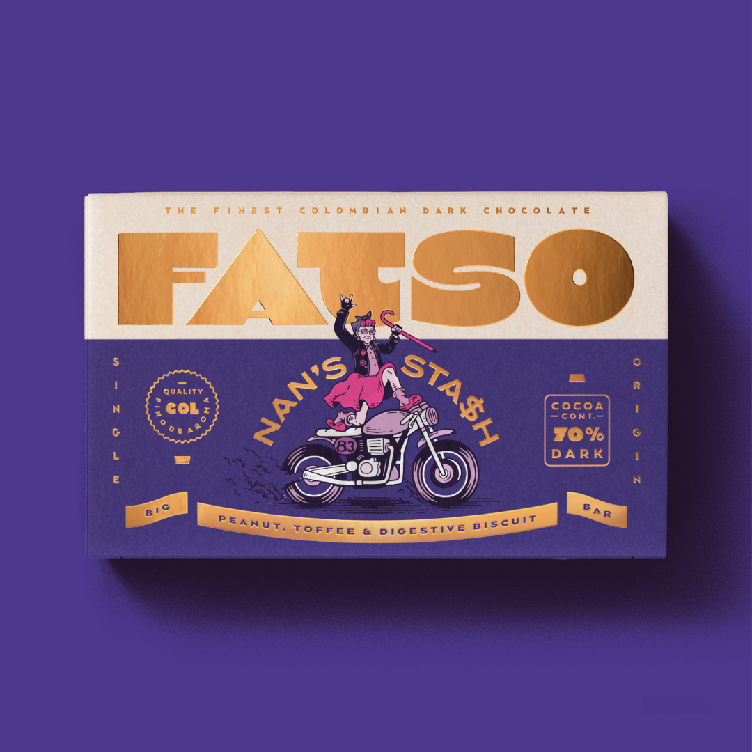 Fatso – wholesale Chocolate bar – NAN'S STASH 150g - 70% Dark chocolate chunky bar1