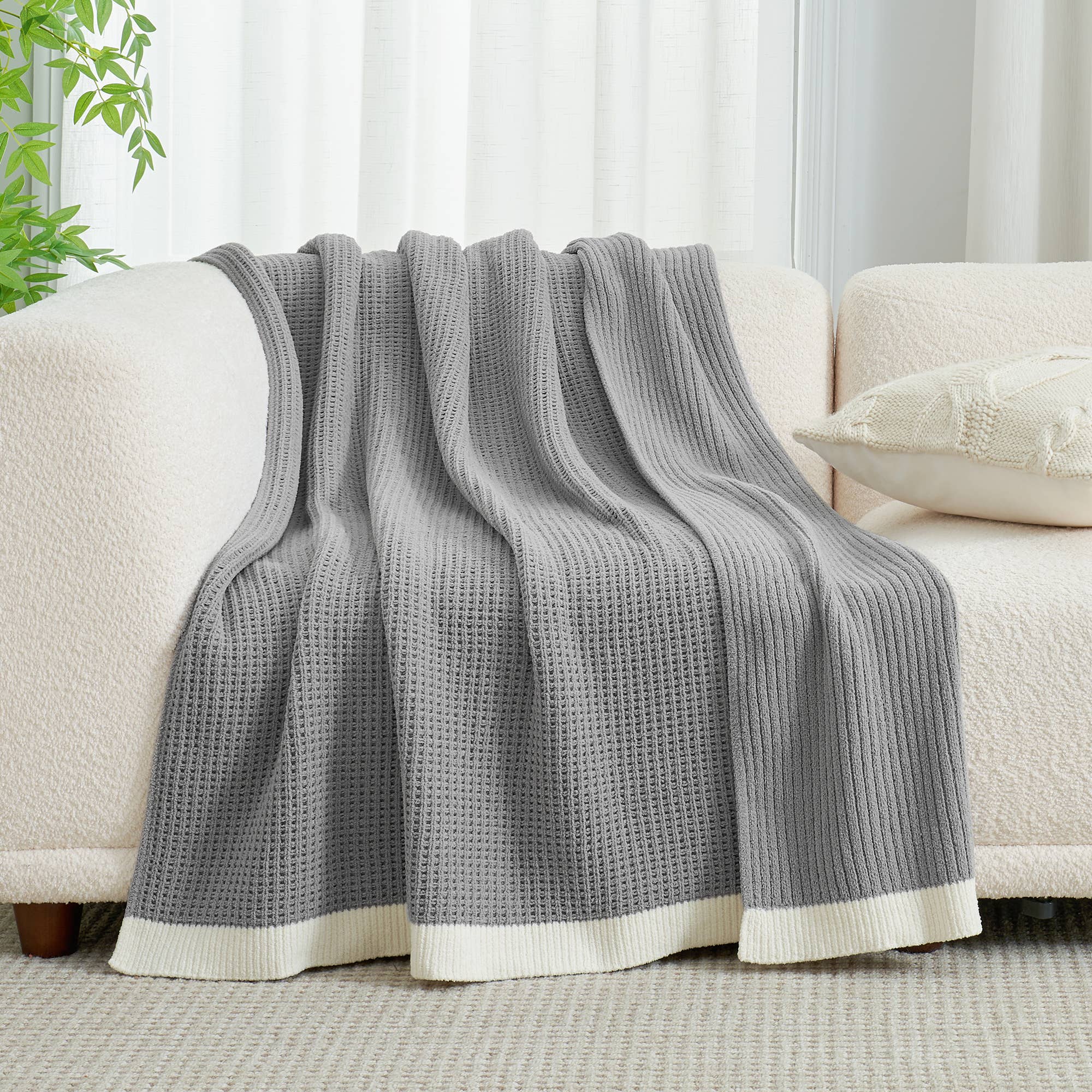 DreamValley - Wholesale Throw Blanket - AH Reversible Chenille Waffle Knit Throw Blanket2