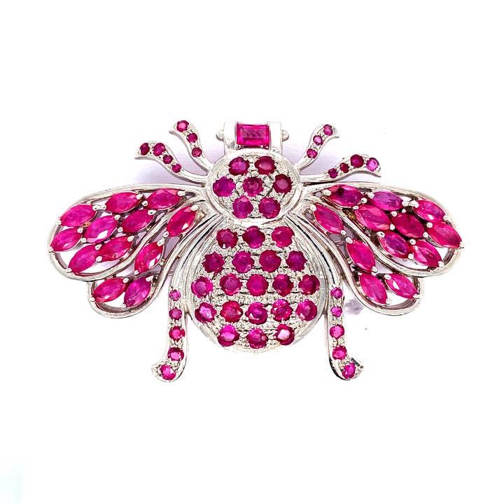 Ruby broche i 925 Sterling Sølv - KSBR 79180 for engroshandel hos Kotawala Jewels