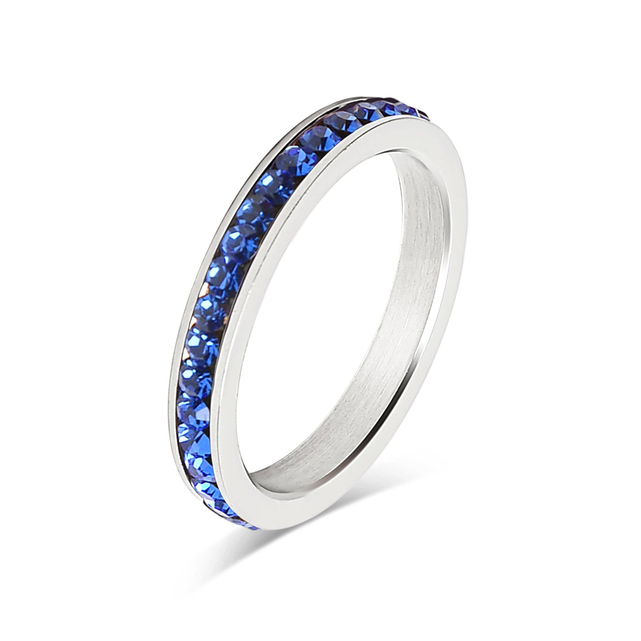 WJW - Wholesale Multi-Stone Ring - July-December CZ Eternity Stainless Steel Ring13