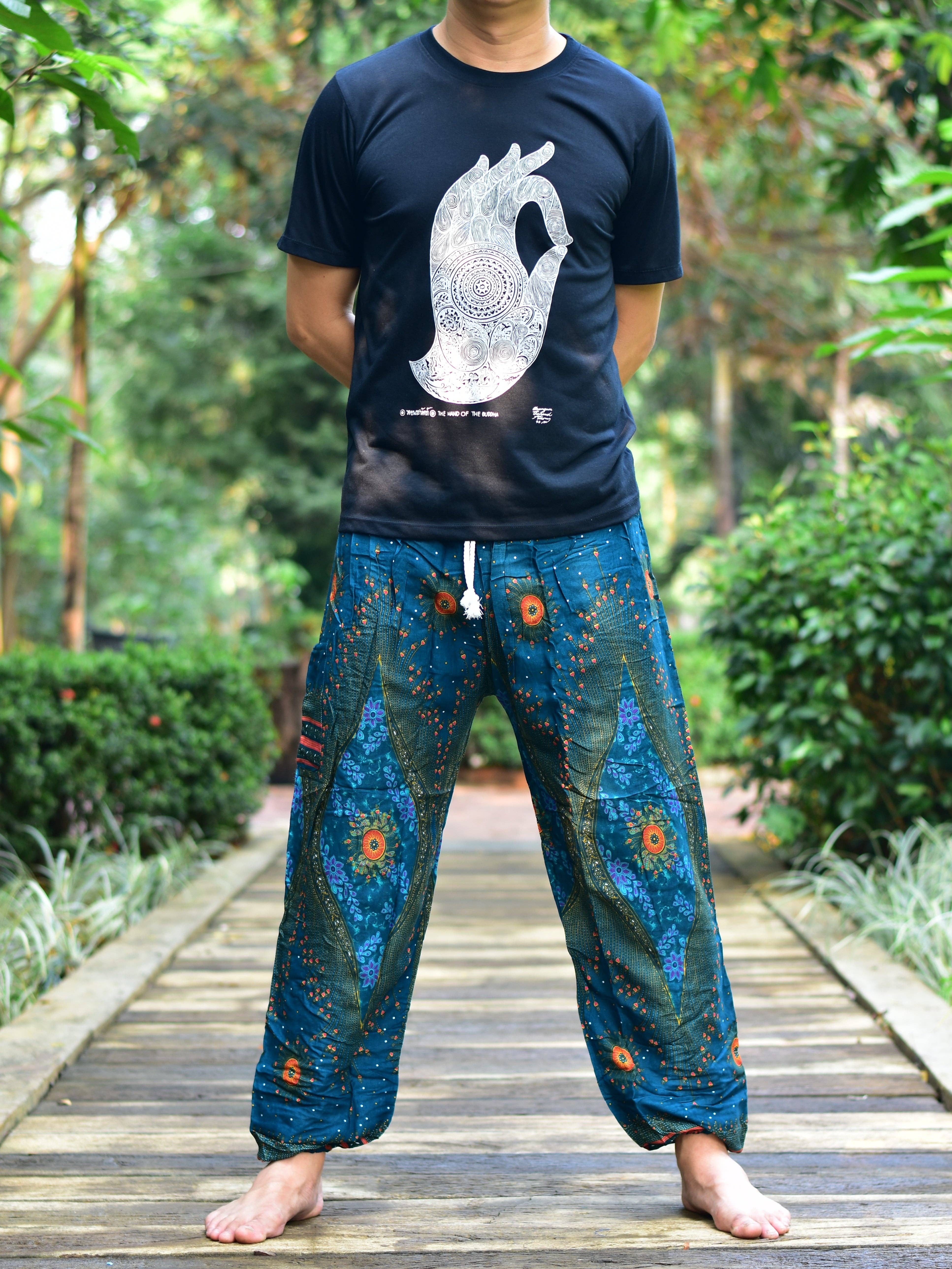 Green Mens Teal Moonshine Harem Pants Cord Tie Waist M/L-2XL for wholesale on Faire3