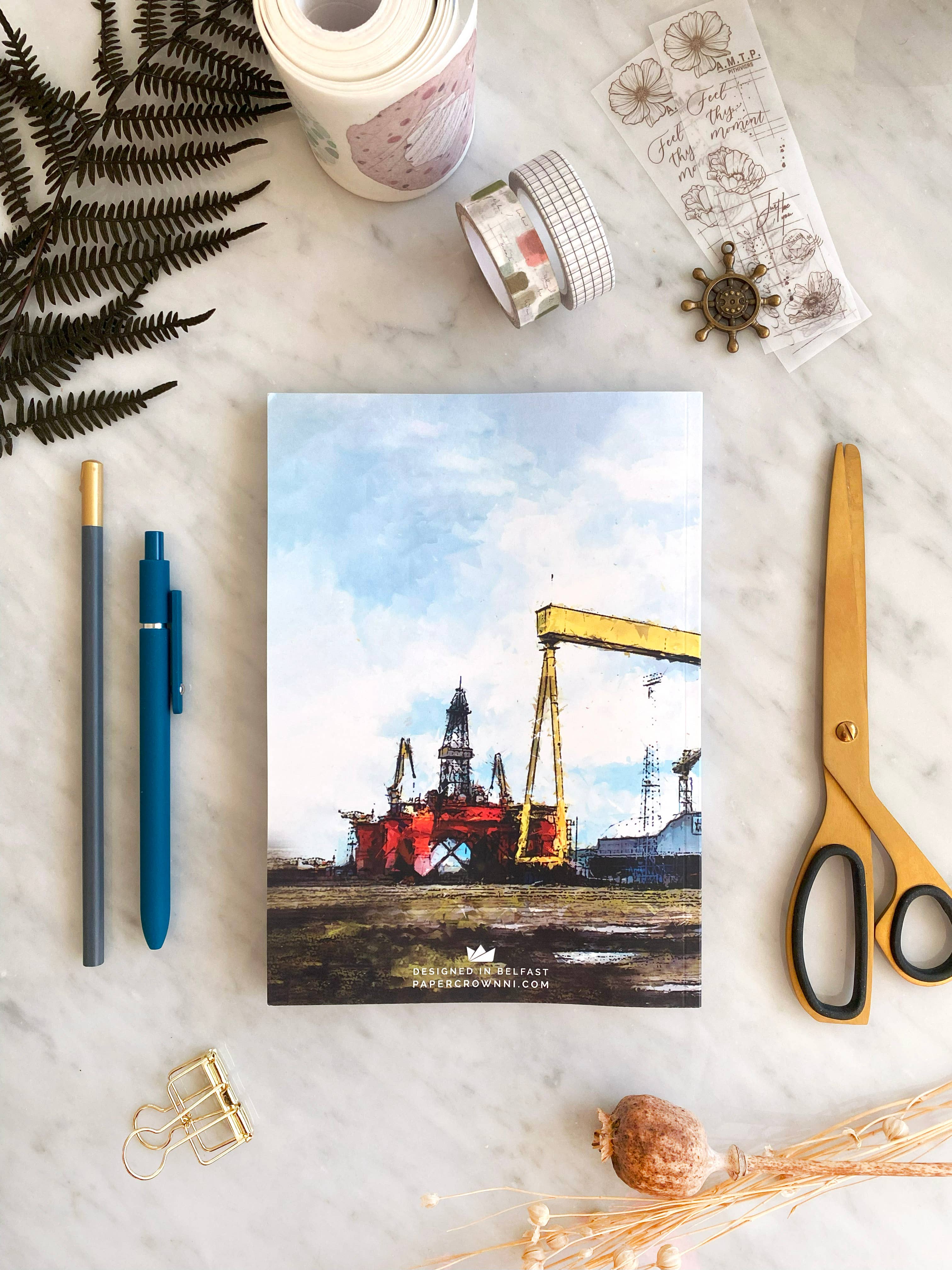 PAPERCROWN NI - Wholesale Notebook - Harland & Wolff Cranes A5 Notebook, Titanic Shipbuilders1