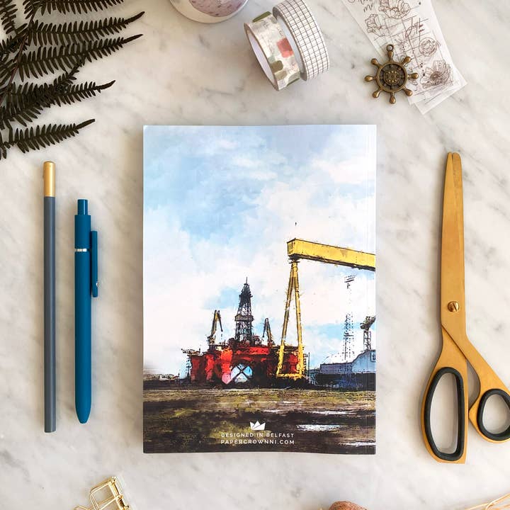PAPERCROWN NI - Wholesale Notebook - Harland & Wolff Cranes A5 Notebook, Titanic Shipbuilders1