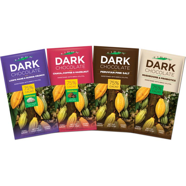 Eidon Ionic Minerals - Wholesale Chocolate Bar - Lion's Mane & Quinoa Crunch Dark Chocolate Bar3