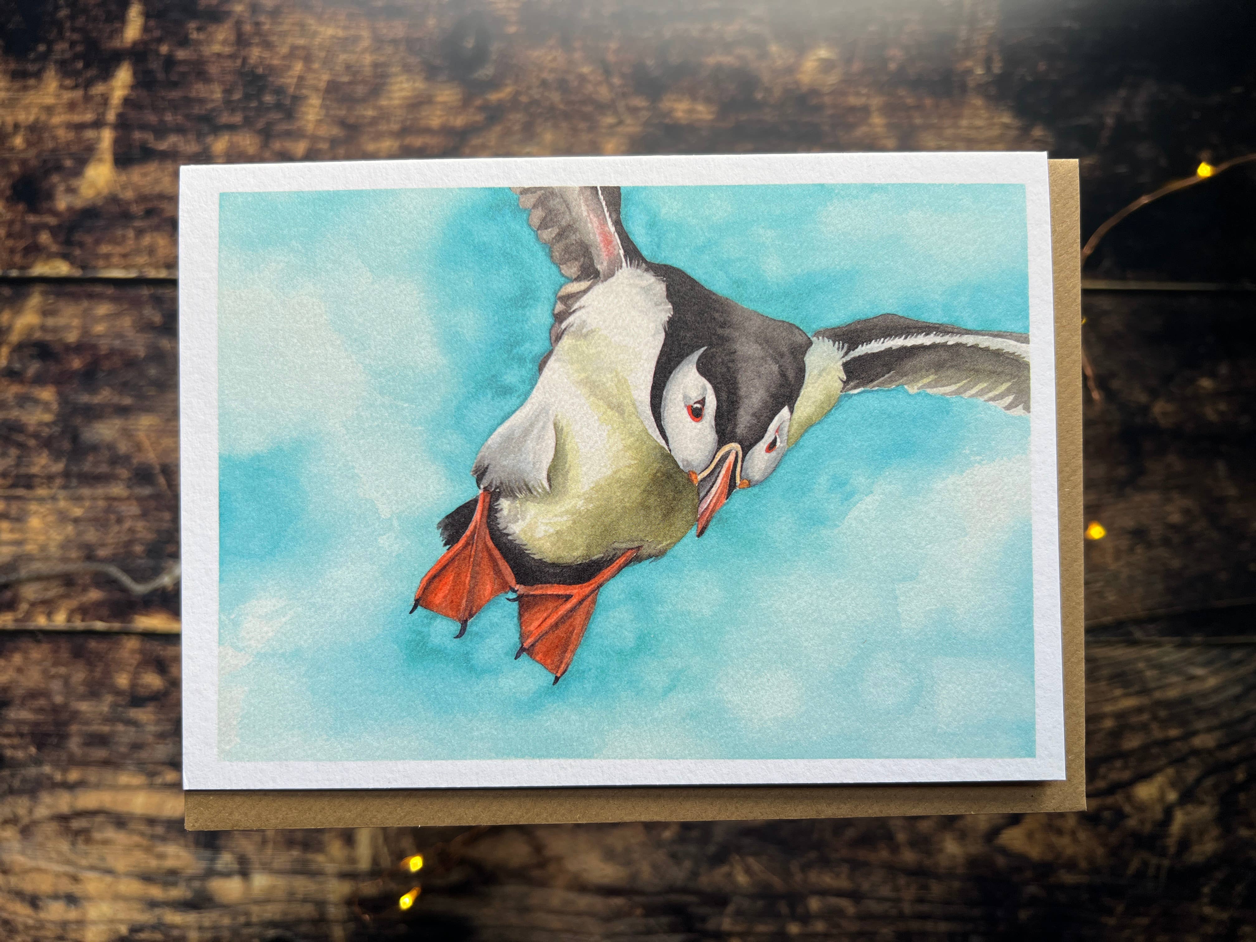 Georgina Doodles - Wholesale Everyday Greeting Card - Puffin Greetings Card | watercolour card1