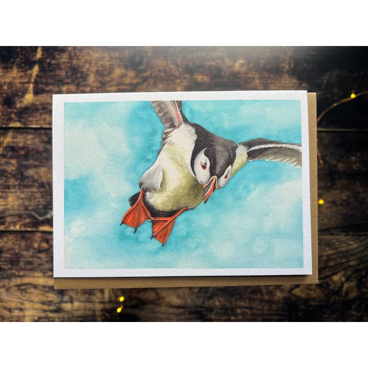 Georgina Doodles - Wholesale Everyday Greeting Card - Puffin Greetings Card | watercolour card1