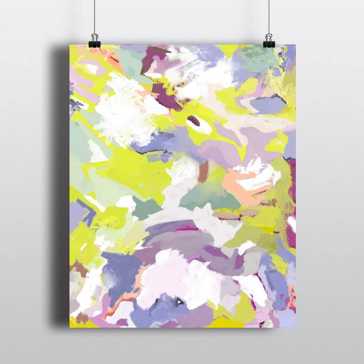 Art Print CHARTREUSE + LILAC ABSTRACT for wholesale by pixelimpress
