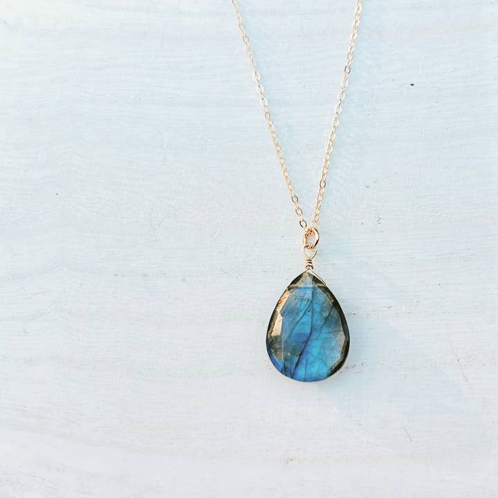 Labradorite Drop Necklace for wholesale by Juniper and Stone