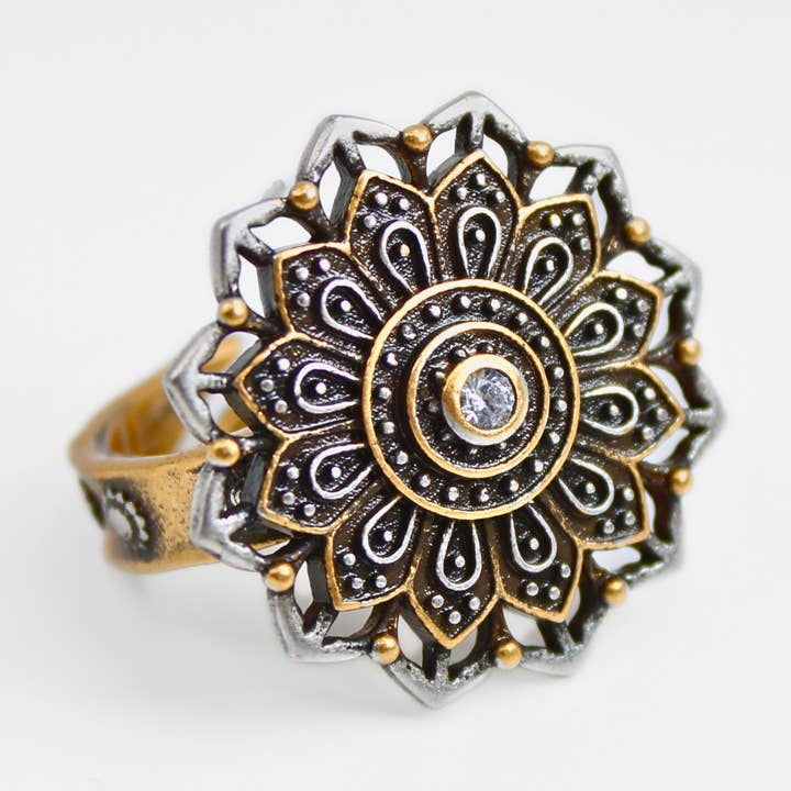 Remember Who You Are Flower Mandala Ring for wholesale by Katia Designs