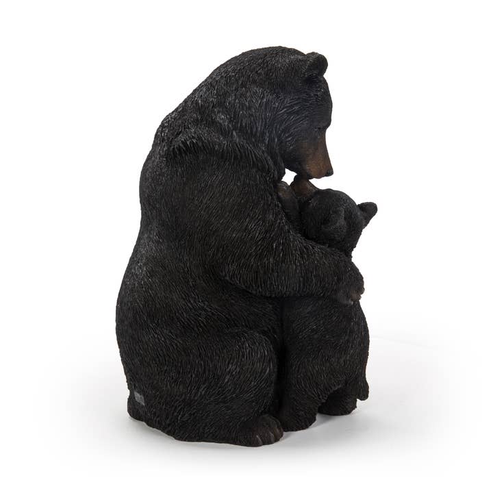 Hi-Line Gift Ltd. - Vente Bibelots/décorations d'extérieur - Statue de jardin en forme d'ours et mère câlinant - noire