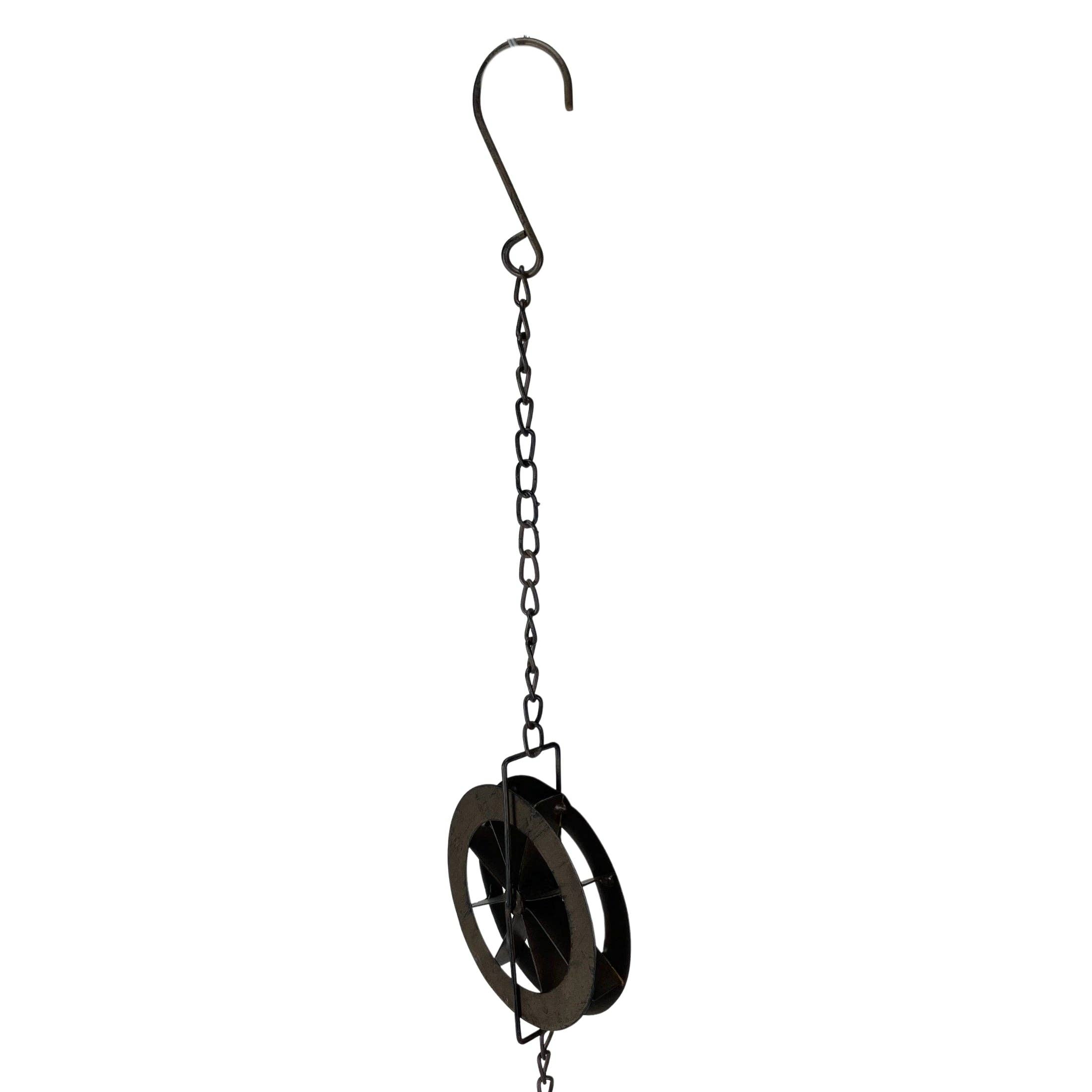 Zeckos - Wholesale Outdoor Ornament/Decor - 78-Inch Metal Rain Chain with 6 Water Wheels & Weighted Bell21