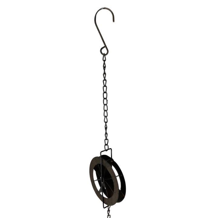 Zeckos - Wholesale Outdoor Ornament/Decor - 78-Inch Metal Rain Chain with 6 Water Wheels & Weighted Bell21