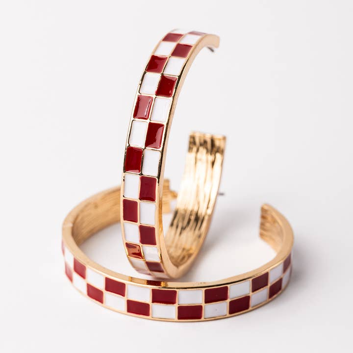 Earrings Sunny Crimson & White L for wholesale by Michelle McDowell