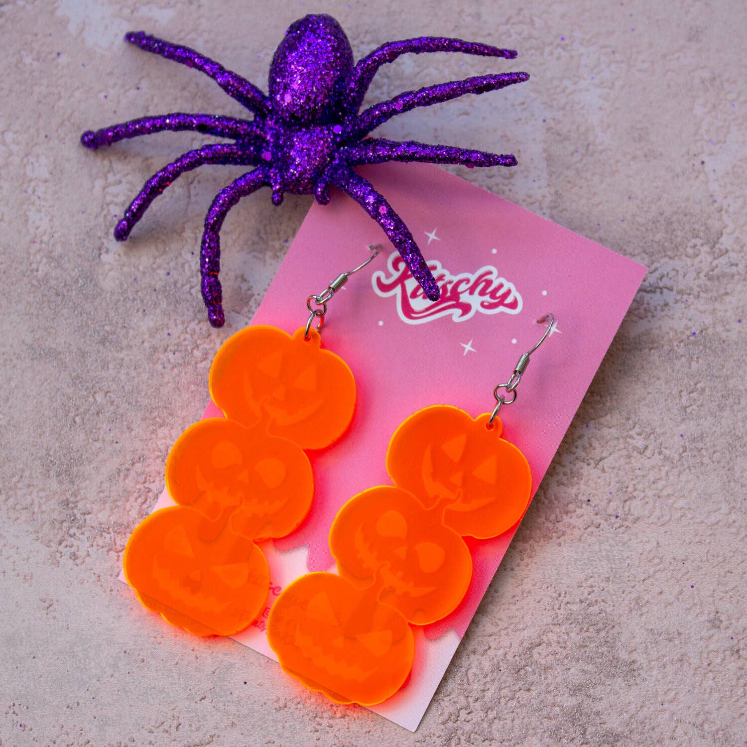Kitschy - Wholesale Dangle Earrings - Jack O'Lantern Earrings Laser Cut Acrylic3